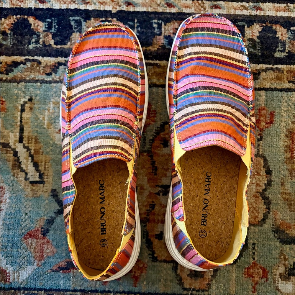 NIB Bruno Marc Boho Stripe Slip-Ons Sz 9.5